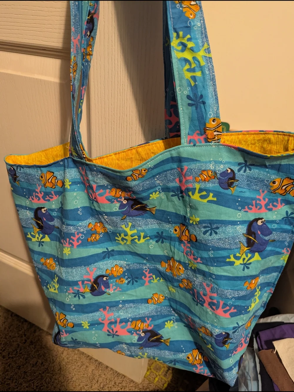 Nemo Blue Ocean Friends Kids Tote Bag - Yellow Lining